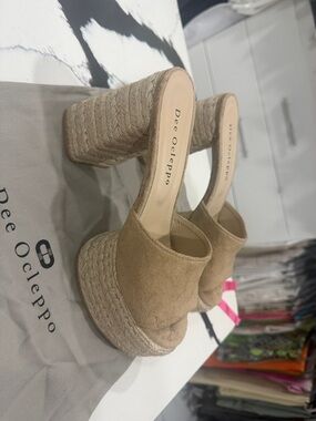 Dee Ocleppo Tan Suede Espadrille Platform Mule